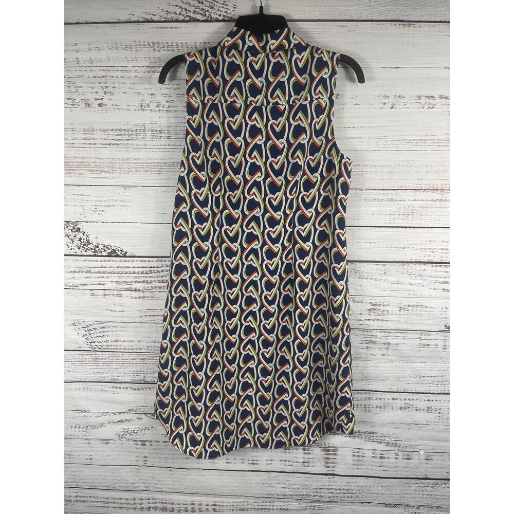 Cabi Shirtdress Women's Size S Blue Heart Print Sleeveless Button Front Collared - Picture 8 of 9